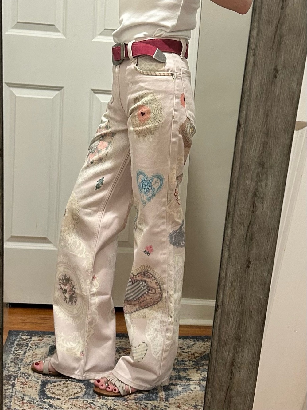 NWT We The Free Tinsley Printed Jeans in Illusions Heirloom Ivory - Picture 4 of 16